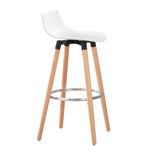 Sobuy Fst86-W Tabouret De Bar Tabouret Haut De Bistrot Cuisine Chaise De Bar Avec Repose-Pieds Et Dossier, Pieds En Bois Massif
