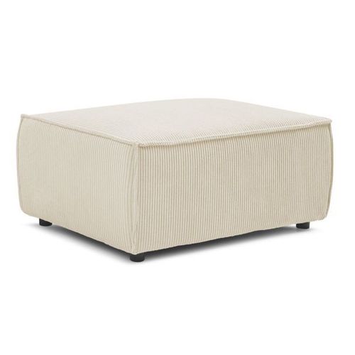 Pouf Compact Nihad Velours Côtelé Beige