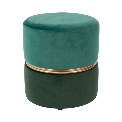 Pouf Rond 35x39 Cm En Velours Vert - Bulby