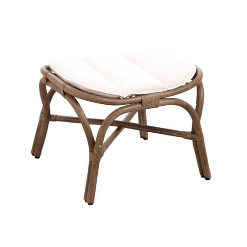 Pouf Repose-Pieds En Rotin Avec Coussin