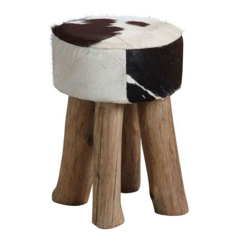 Tabouret Rond En Peau De Vache