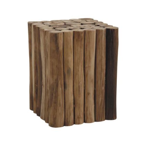 Tabouret Cube En Rondin De Teck
