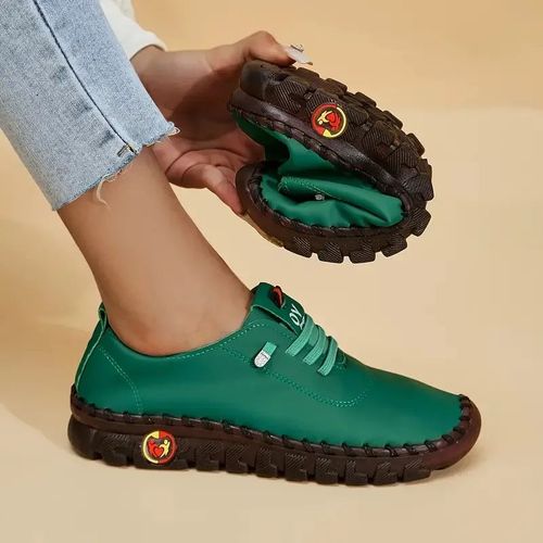 Chaussures Baskets Plates En Cuir Lacets Pour Femmesmocassins Décontractésconfortablescolonne Vertébralechaussuresprintemps