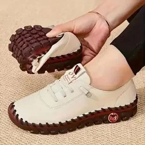 Chaussures Baskets Plates En Cuir Lacets Pour Femmesmocassins Décontractésconfortablescolonne Vertébralechaussuresprintemps
