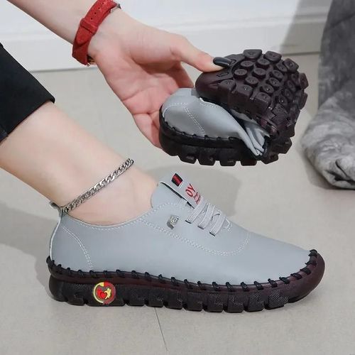 Chaussures Mocassins Lacets En Cuir Pour Femmeschaussures De Sportchaussures Plates Confortableschaussures De Maman Décontractéesstyleprintemps Et Automne