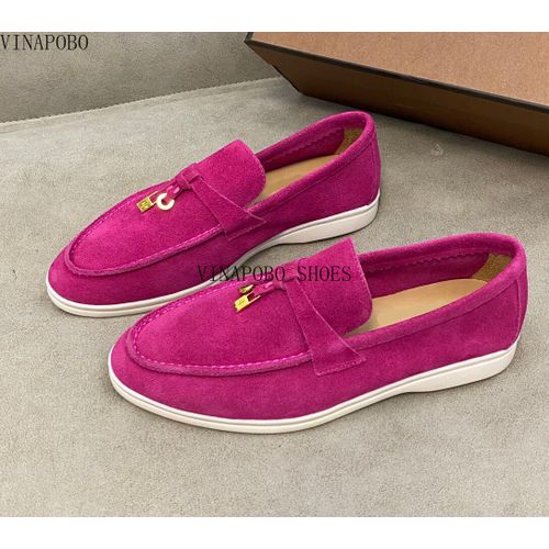 Chaussures Mocassins Plats En Cuir Suédé Pour Femmeschaussures De Marche Enfilerpendentif Pomponmarque De Luxehaute Qualité