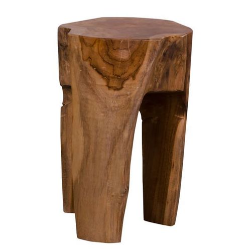 Tabouret 3 Pieds 26x26x40 Cm En Teck Marron
