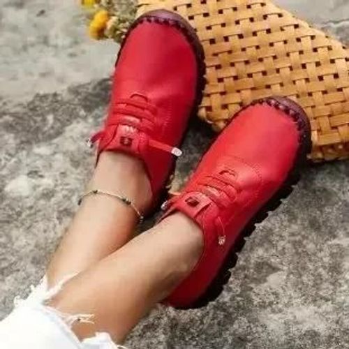 Chaussures Mocassins Lacets En Cuir Pour Femmeschaussures De Sportchaussures Plates Confortableschaussures De Maman Décontractéesstyleprintemps Et Automne