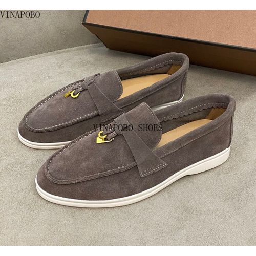 Chaussures Mocassins Plats En Cuir Suédé Pour Femmeschaussures De Marche Enfilerpendentif Pomponmarque De Luxehaute Qualité