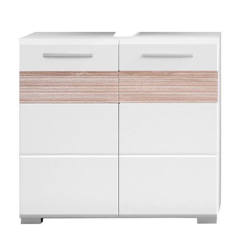 Maisonnerie 1280-301-41 Meuble Sous Lavabo Mezzo En Chêne Clair Rugueux / Blanc Ultrabrillant Lxhxp 60 X 56 X 34 Cm