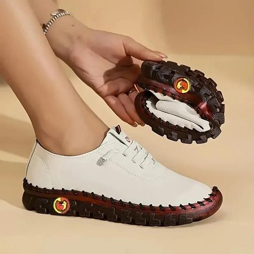 Chaussures Mocassins Lacets En Cuir Pour Femmeschaussures De Sportchaussures Plates Confortableschaussures De Maman Décontractéesstyleprintemps Et Automne