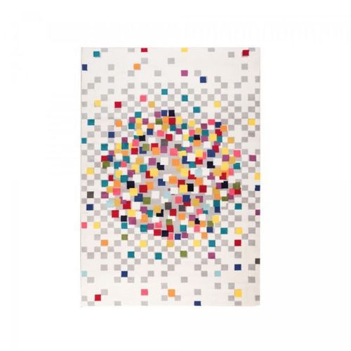 Tapis Chambre 60x110 Tissé Crème Rectangle Motif Géométrique Effact