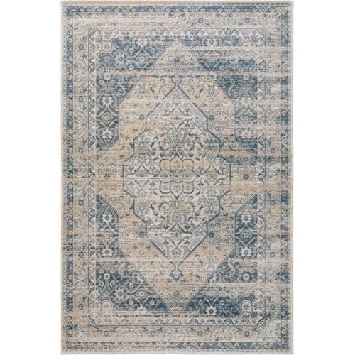 Tapis Vintage Tissé À Plat Frencie Bleu 120x180 Cm - Tapis Poil Ras / Effet Usé