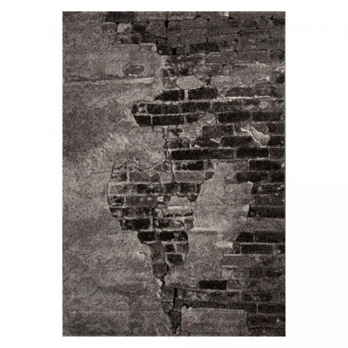 Tapis Salon 160x230 Tissé Gris Clair Et Gris Foncé Rectangle Motif Géométrique