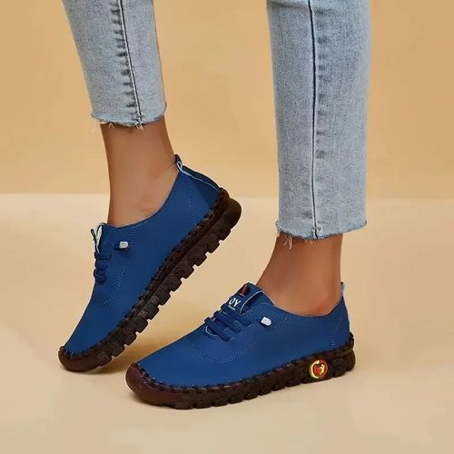 Chaussures Baskets Plates En Cuir Lacets Pour Femmesmocassins Décontractésconfortablescolonne Vertébralechaussuresprintemps
