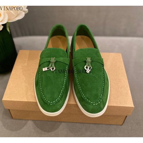 Chaussures Mocassins Plats En Cuir Suédé Pour Femmeschaussures De Marche Enfilerpendentif Pomponmarque De Luxehaute Qualité