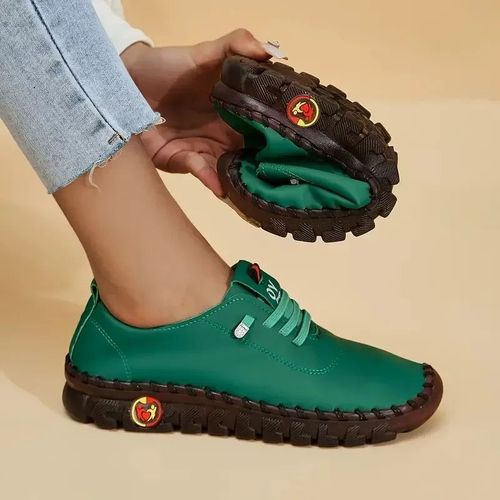 Chaussures Baskets Plates En Cuir Lacets Pour Femmesmocassins Décontractésconfortablescolonne Vertébralechaussuresprintemps