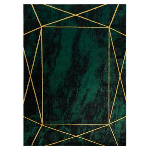 180x270 Cm Tapis Emerald Exclusif 1022 Glamour, Élégant Géométrique, Marbre Bouteille Verte / Or