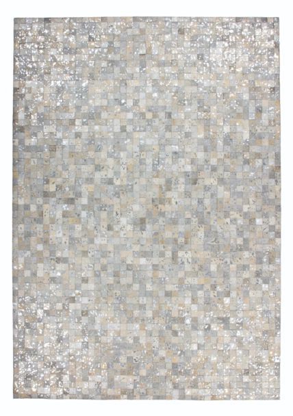 Tapis De Salon Moderne Cuir Véritable Almeida 160x230 Cm Gris - Novatrend