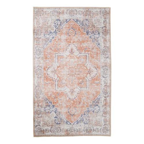 Tapis Vintage 160x230 Cm En Polyester Orange Et Bleu - Faguo