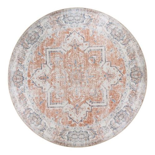 Tapis Rond 200 Cm En Polyester Orange Et Bleu - Faguo