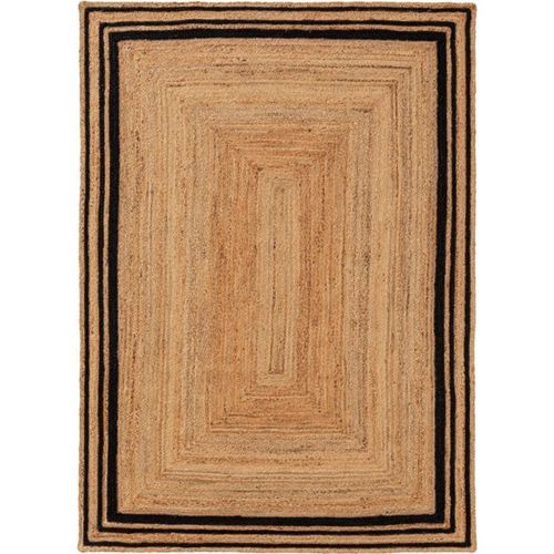 Tapis Poil Ras De Jute Jutta Noir 120x170 Cm - Tapis Poil Court Design Moderne Pour Salon