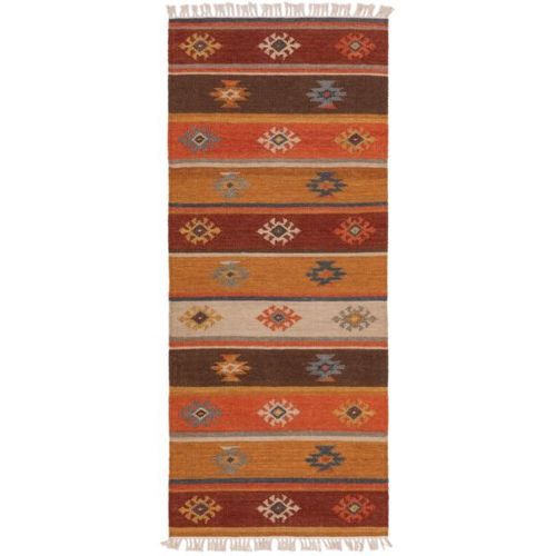Kelim Tissé À La Main Zohra Multicouleur 80x200 Cm - Tapis Poil Court Design Moderne Pour Salon