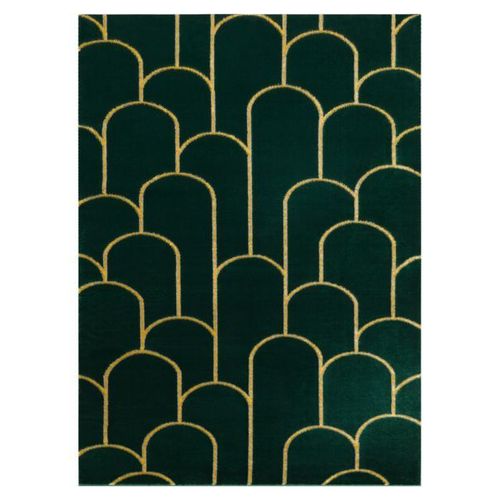 80x150 Cm Tapis Emerald Exclusif 1021 Glamour, Élégant Art Deco, Bouteille Verte / Or