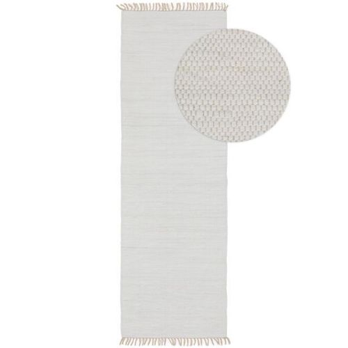 Tapis Poil Ras Fabriqué À Partir De Matériaux Recyclés Tom Blanc 70x200 Cm - Tapis Poil Court Design Moderne Pour Salon