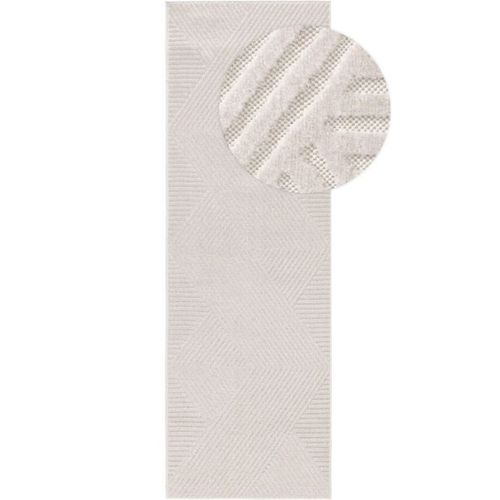 Tapis Poil Ras De Couloir Extérieur & Intérieur Mars Crème 80x240 Cm - Tapis Poil Court Design Moderne Pour Salon