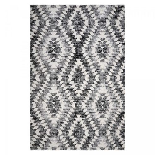 Tapis Extérieur 200x280 Tissé Kilim Gris Et Noir Sandrine
