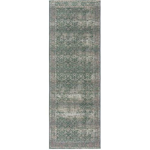 Tapis Vintage De Couloir Extérieur & Intérieur Artis Vert 80x250 Cm - Tapis Poil Ras / Effet Usé