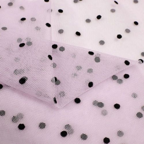 Tulle À Pois Noir/Blanc 45x155cm,Maille Tachetée,Filet Doux,Tissu Commandé Pour Bricolage,Poupée Faite À La Main,Artisanat,Couture,Robe En Déclin - Type Purple(Black Spot)-45x155cm(17inx61in)