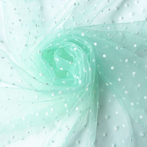 Tulle À Pois Noir/Blanc 45x155cm,Maille Tachetée,Filet Doux,Tissu Commandé Pour Bricolage,Poupée Faite À La Main,Artisanat,Couture,Robe En Déclin - Type Green(White Spot)-45x155cm(17inx61in)
