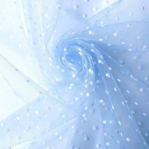 Tulle À Pois Noir/Blanc 45x155cm,Maille Tachetée,Filet Doux,Tissu Commandé Pour Bricolage,Poupée Faite À La Main,Artisanat,Couture,Robe En Déclin - Type Blue(White Spot)-45x155cm(17inx61in)