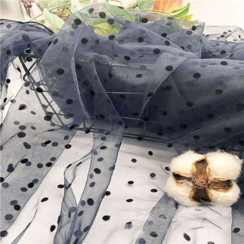 Tulle À Pois Noir/Blanc 45x155cm,Maille Tachetée,Filet Doux,Tissu Commandé Pour Bricolage,Poupée Faite À La Main,Artisanat,Couture,Robe En Déclin - Type Navy(Black Spot)-45x155cm(17inx61in)