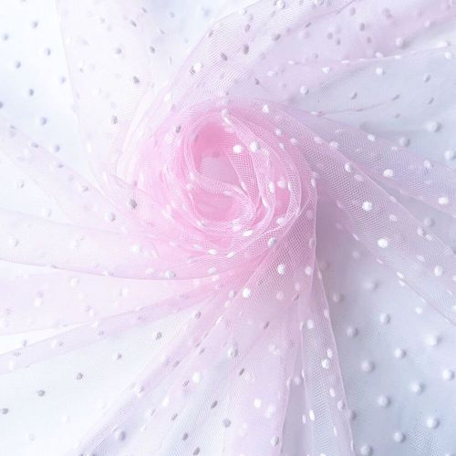 Tulle À Pois Noir/Blanc 45x155cm,Maille Tachetée,Filet Doux,Tissu Commandé Pour Bricolage,Poupée Faite À La Main,Artisanat,Couture,Robe En Déclin - Type Pink(White Spot)-45x155cm(17inx61in)