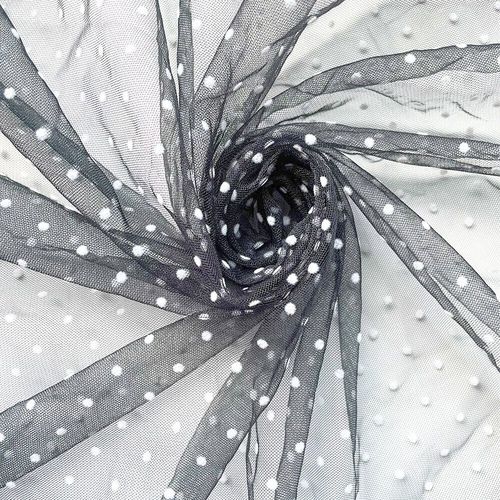 Tulle À Pois Noir/Blanc 45x155cm,Maille Tachetée,Filet Doux,Tissu Commandé Pour Bricolage,Poupée Faite À La Main,Artisanat,Couture,Robe En Déclin - Type Black(White Spot)-45x155cm(17inx61in)