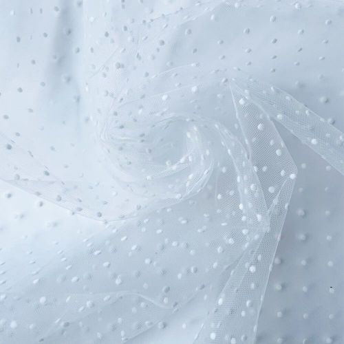 Tulle À Pois Noir/Blanc 45x155cm,Maille Tachetée,Filet Doux,Tissu Commandé Pour Bricolage,Poupée Faite À La Main,Artisanat,Couture,Robe En Déclin - Type White(White Spot)-45x155cm(17inx61in)