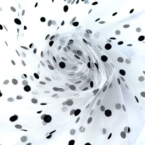 Tulle À Pois Noir/Blanc 45x155cm,Maille Tachetée,Filet Doux,Tissu Commandé Pour Bricolage,Poupée Faite À La Main,Artisanat,Couture,Robe En Déclin - Type White(Black Spot)-45x155cm(17inx61in)