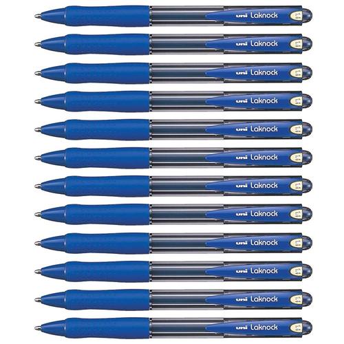 Uni-Ball Lot De 12 Stylos Bille Laknock Sn100/14 R¿Tract. Grip Pointe Large 1,4mm Bleu