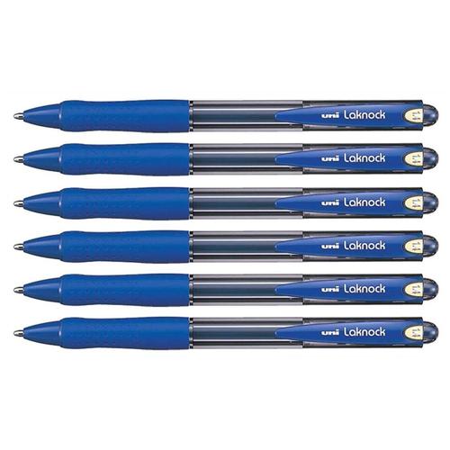 Uni-Ball Lot De 6 Stylos Bille Laknock Sn100/14 R¿Tract. Grip Pointe Large 1,4mm Bleu