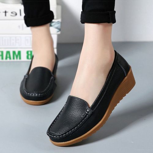 Chaussures Chaussures Plates En Cuir Véritable Pour Femmesmocassins Décontractés Enfilerchaussures D'infirmièretalons De 4.5 Cmgrande Taillemode