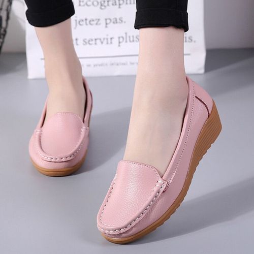 Chaussures Chaussures Plates En Cuir Véritable Pour Femmesmocassins Décontractés Enfilerchaussures D'infirmièretalons De 4.5 Cmgrande Taillemode