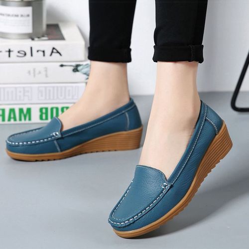Chaussures Chaussures Plates En Cuir Véritable Pour Femmesmocassins Décontractés Enfilerchaussures D'infirmièretalons De 4.5 Cmgrande Taillemode