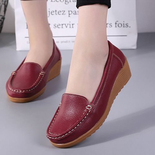 Chaussures Chaussures Plates En Cuir Véritable Pour Femmesmocassins Décontractés Enfilerchaussures D'infirmièretalons De 4.5 Cmgrande Taillemode