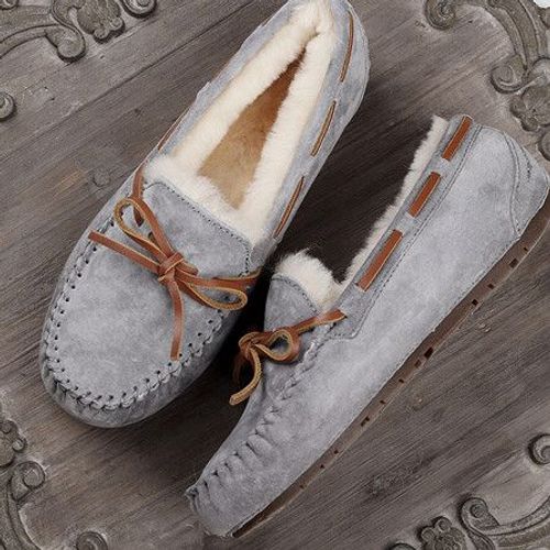 Chaussures Mocassins En Cuir Véritable Pour Femmesfourrure Naturellechaussures Platesmocassins Décontractésgrande Taillehivernouvelle Modemarque Supérieure