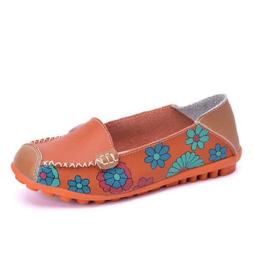 Chaussures Mocassins En Cuir Véritable Pour Femmeschaussures Plates Enfilerimpriméesmocassinsprintempsautomne