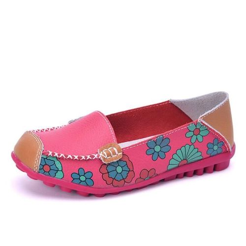 Chaussures Mocassins En Cuir Véritable Pour Femmeschaussures Plates Enfilerimpriméesmocassinsprintempsautomne