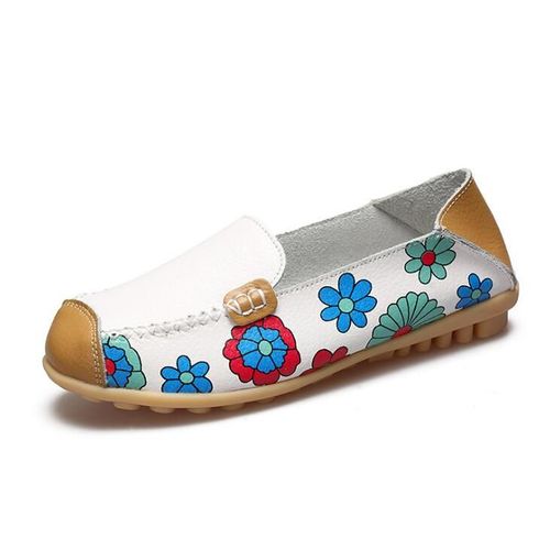 Chaussures Mocassins En Cuir Véritable Pour Femmeschaussures Plates Enfilerimpriméesmocassinsprintempsautomne